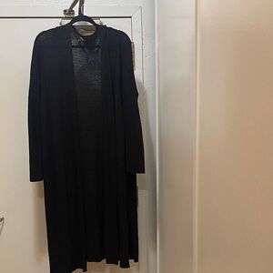 Eileen Fisher Black Open-Front Knit Cardigan